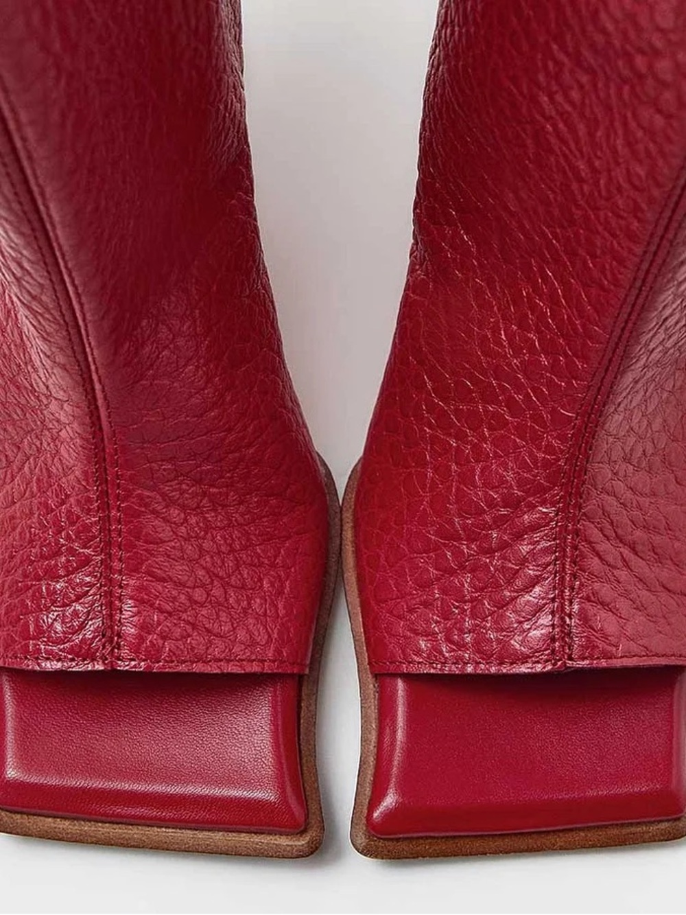New! Miista Salima Red leather Peep-Toe Sculptural Heel Knee Boots - Picture 4 of 7